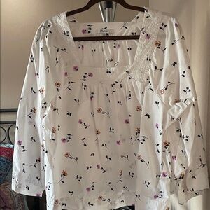 Madewell Floral Blouse - White with Multicolor Accents